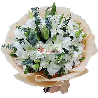 上饶9支白色多头百合，祝福你幸福