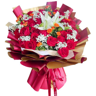 上饶33朵红玫瑰百合，爱如同花般绽放